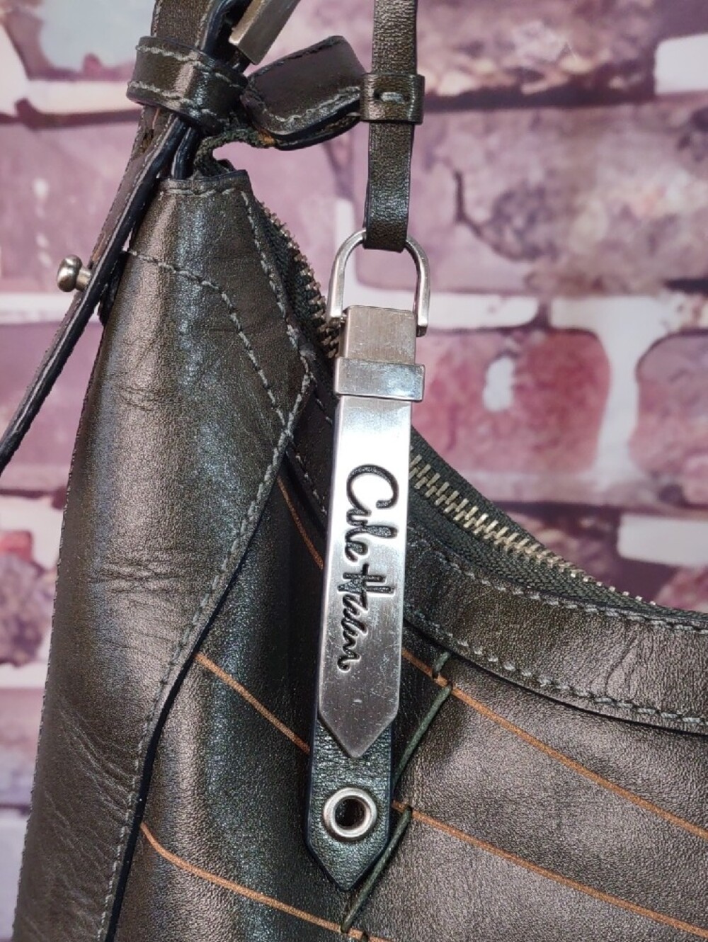 Cole Haan "Hurache Square" Woven-Accent Leather Hobo with Tassel - Picture 6 of 15